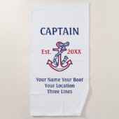 Gepersonaliseerd kapitein eerste stuurhut strandlaken (Voorkant)