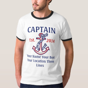 Gepersonaliseerd kapitein eerste stuurhut t-shirt