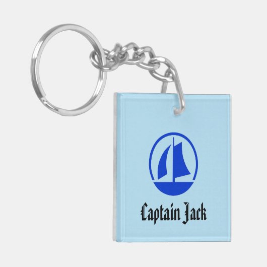 Gepersonaliseerd "Kapitein Jack" Sailboot Sleutelh Sleutelhanger (Voorkant Links)