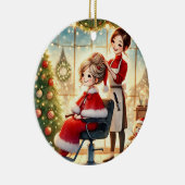 Gepersonaliseerd kapsalon met mevrouw Claus Kerst Keramisch Ornament (Rechts)