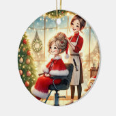 Gepersonaliseerd kapsalon met mevrouw Claus Kerst Keramisch Ornament (Links)