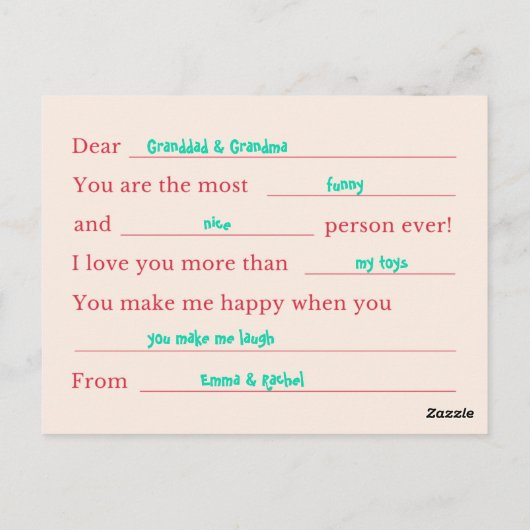 Gepersonaliseerd - Karakter Verbindingen Briefkaart (Achterkant)