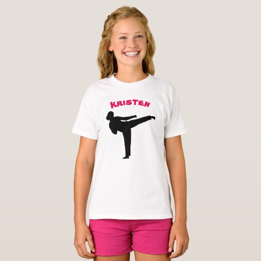 Gepersonaliseerd Karate Girl-Shirt T-shirt (Voorkant volledig)