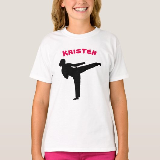 Gepersonaliseerd Karate Girl-Shirt T-shirt (Voorkant)