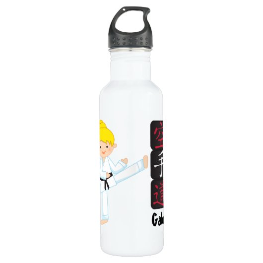 Gepersonaliseerd Karate Girl Waterfles (Voorkant)