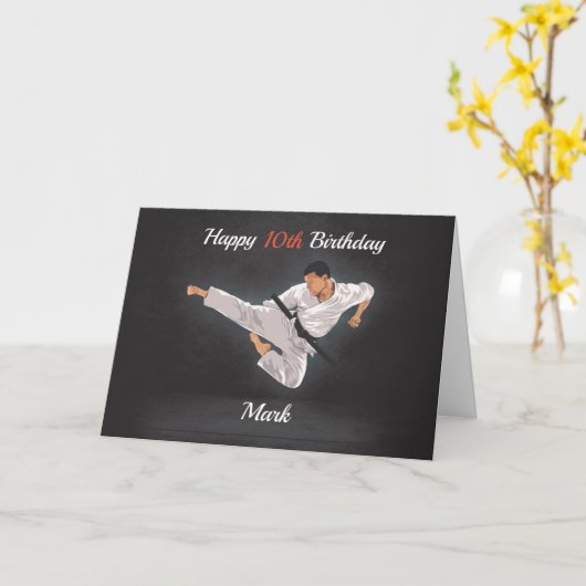 Gepersonaliseerd Karate/Tae Kwon Do Birthday Card Kaart (Gele Bloem)