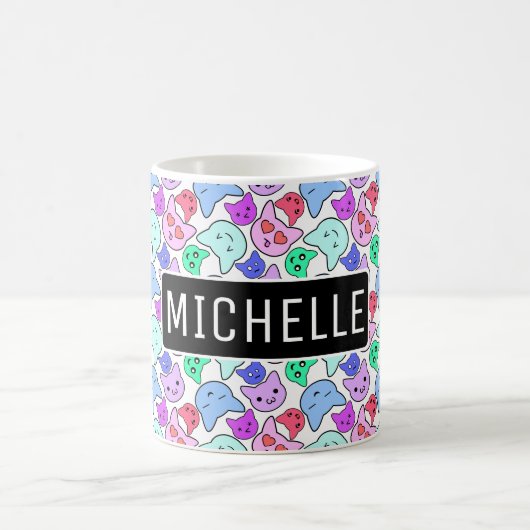 Gepersonaliseerd Kat Kawaii Koffiemok (Center)