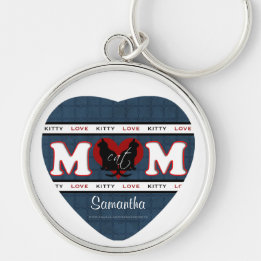Gepersonaliseerd kat mam Kat Love Heart Sleutelhanger