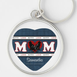 Gepersonaliseerd kat mam Kat Love Heart Sleutelhanger