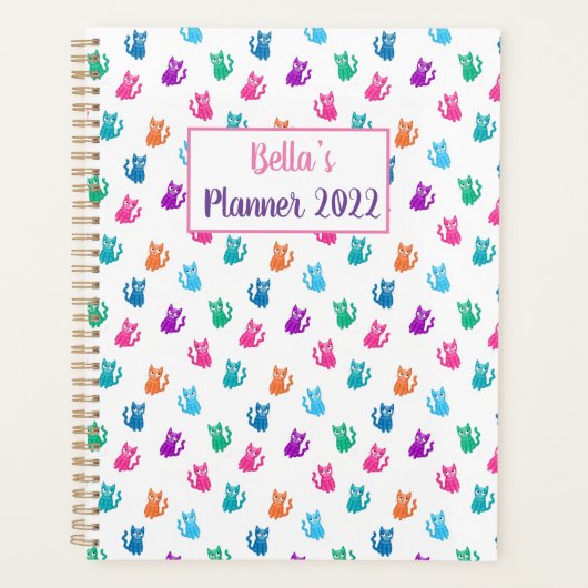Gepersonaliseerd kat met kleurrijke planner (Voorkant)