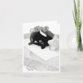 Gepersonaliseerd Kat met opgerold Wenskaart Feestdagen Kaart (Voorkant)