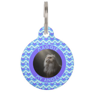 Gepersonaliseerd kattenmoeder cadeau chevron print huisdierpenning