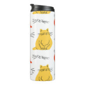 Gepersonaliseerd kattenpatroon Oranje geel Thermosbeker (Geroteerd rechts)