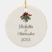 Gepersonaliseerd kattepaar en snoepdop keramisch ornament (Achterkant)