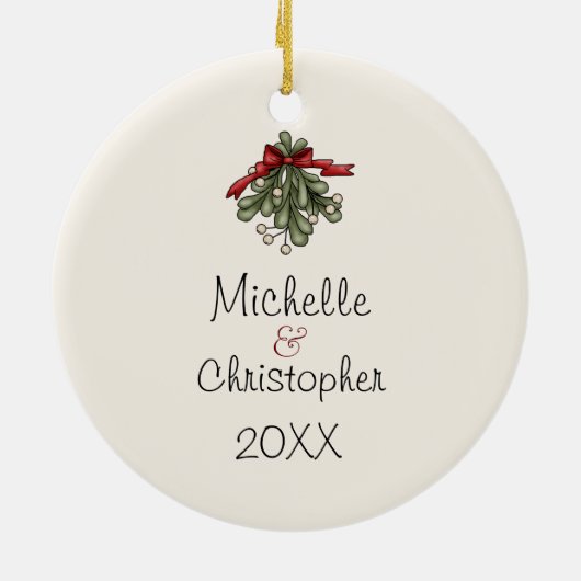Gepersonaliseerd kattepaar en snoepdop keramisch ornament (Achterkant)