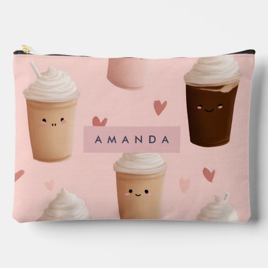 Gepersonaliseerd Kawaii Iced Coffee Pattern Etui (Voorkant)