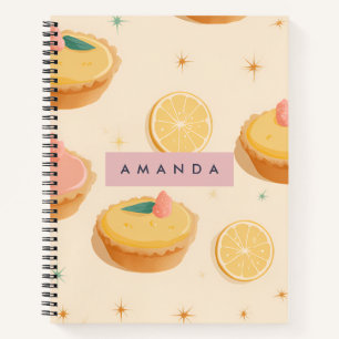 Gepersonaliseerd Kawaii Lemon Tart Patroon Notitieboek