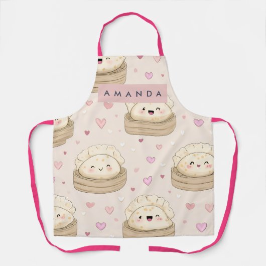 Gepersonaliseerd Kawaii Pastel Dumpling Patroon Schort (Voorkant)