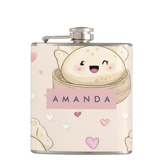 Gepersonaliseerd kawaii pastel dumppatroon heupfles (Voorkant)