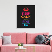 Gepersonaliseerd KEEP CALM Jouw tekst Multicolored Canvas Afdruk (Insitu (Woonkamer))