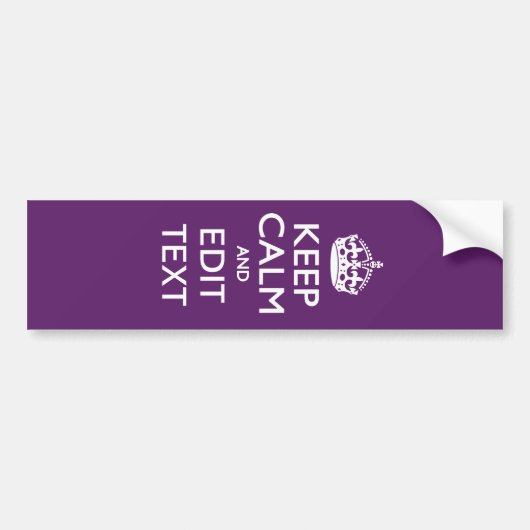 Gepersonaliseerd KEEP CALM Uw Tekst op Paarse Deco Bumpersticker (Voorkant)