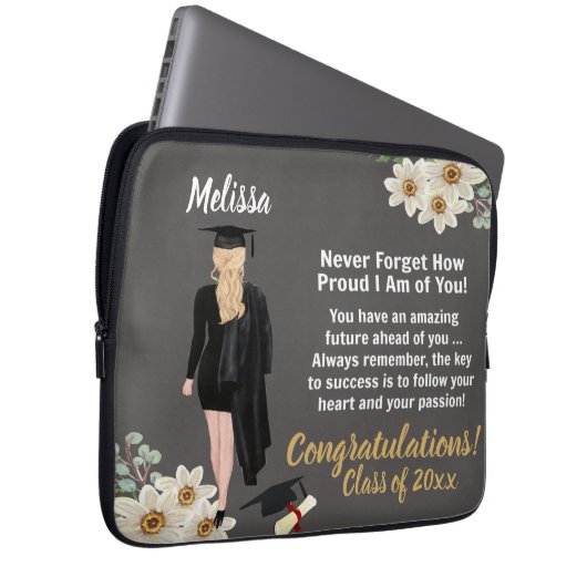 Gepersonaliseerd Keepsake-Afstuderen Laptop Sleeve (Voorkant Rechts)