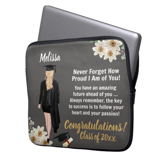 Gepersonaliseerd Keepsake-Afstuderen Laptop Sleeve (Voorkant Links)