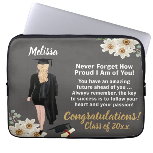Gepersonaliseerd Keepsake-Afstuderen Laptop Sleeve (Voorkant)