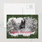 Gepersonaliseerd kerst briefkaart met zwarte hond (Voorkant / Achterkant)
