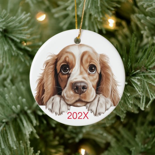 Gepersonaliseerd kerst Cocker Dog Keramisch Ornament (Boom)