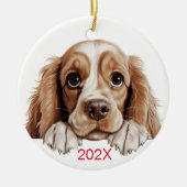 Gepersonaliseerd kerst Cocker Dog Keramisch Ornament (Voorkant)