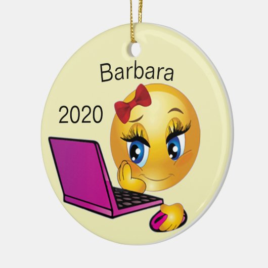 Gepersonaliseerd kerst computermeisje keramisch ornament (Links)
