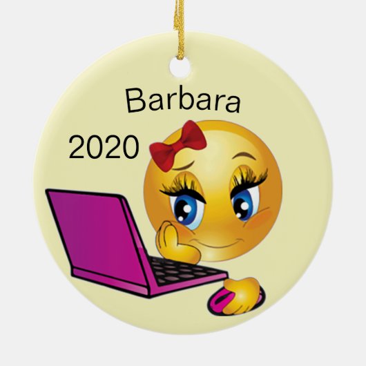 Gepersonaliseerd kerst computermeisje keramisch ornament (Achterkant)