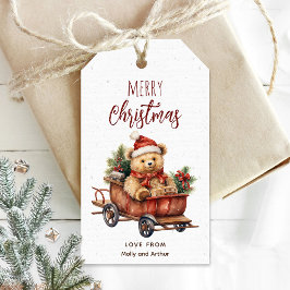 Gepersonaliseerd Kerst Label met Teddy Bear Cadeaulabel