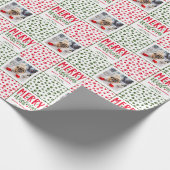 Gepersonaliseerd kerst Puppy Afbeelding Funny Dog Cadeaupapier (Hoek)