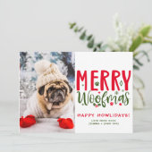 Gepersonaliseerd kerst Puppy Afbeelding Funny Dog  Feestdagenkaart (Staand voorkant)