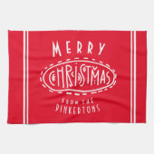 Gepersonaliseerd Kerst rood wit Theedoek (Horizontaal)