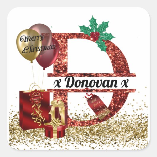 Gepersonaliseerd Kerst sticker, Label van cadeau,  (Voorkant)