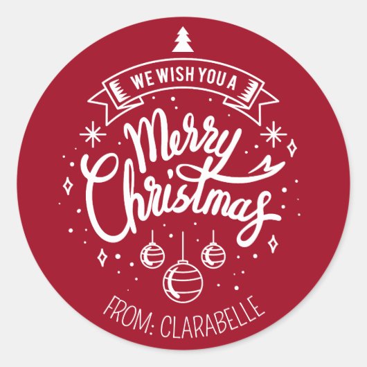 Gepersonaliseerd Kerst stickers (Simple Modern Red (Voorkant)