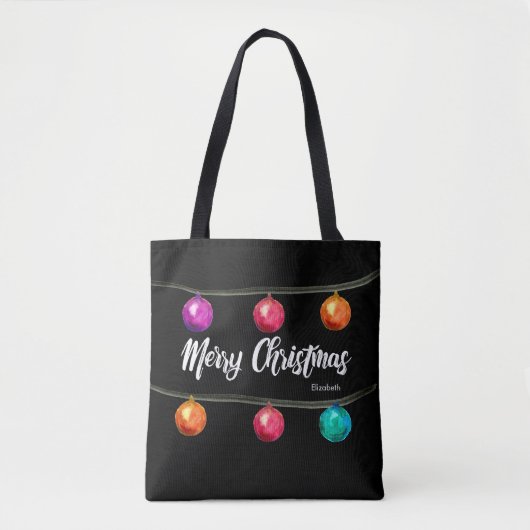 Gepersonaliseerd, Kerst, Waterverf ballen Tote Bag (Voorkant)