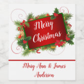 Gepersonaliseerd kerst wijn etiket (Enkel label)