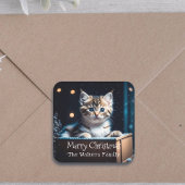 Gepersonaliseerd Kerstbericht Kerstkitten Vierkante Sticker