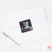 Gepersonaliseerd Kerstbericht Kerstkitten Vierkante Sticker (Envelop)