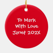 Gepersonaliseerd kerstboom keramisch ornament (Achterkant)