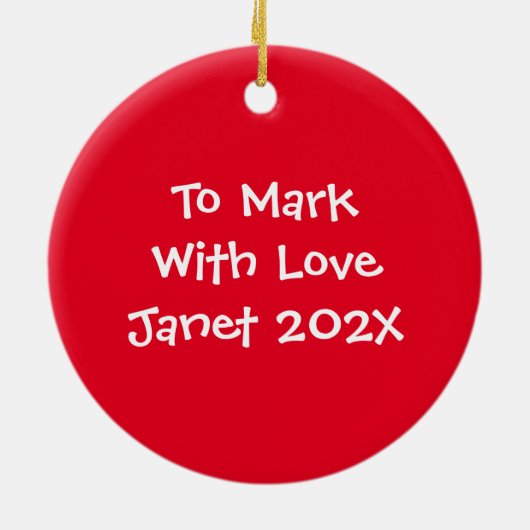 Gepersonaliseerd kerstboom keramisch ornament (Achterkant)