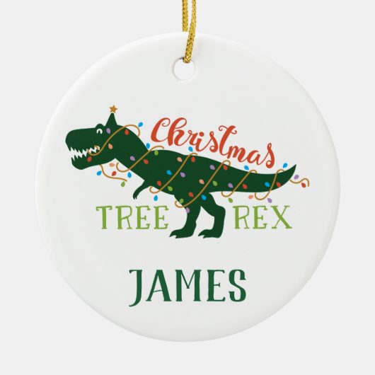 Gepersonaliseerd kerstboomrex-Ornament Keramisch Ornament (Voorkant)
