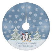 Gepersonaliseerd: kerstboomrok uit de pinguïn fleece kerstboom rok (Voorkant)