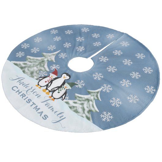 Gepersonaliseerd: kerstboomrok uit de pinguïn fleece kerstboom rok (Gekanteld)