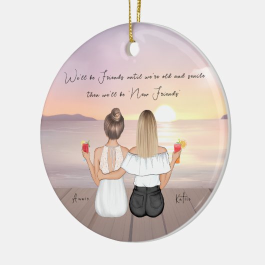 Gepersonaliseerd kerstcadeau voor beste vriend keramisch ornament (Links)