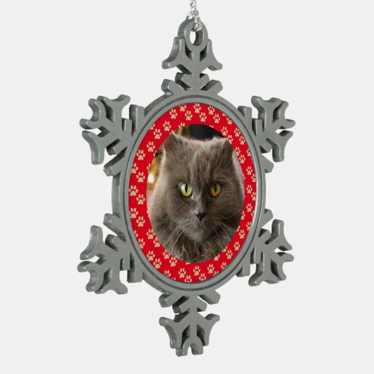 Gepersonaliseerd kerstcadeau voor gezelschapsdiere tin sneeuwvlok ornament (Links)